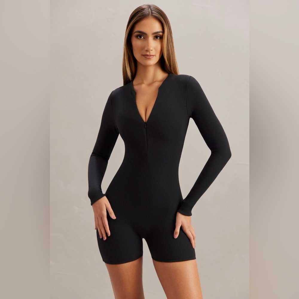 Oh Polly Elegant Black Long Sleeve Bodysuit